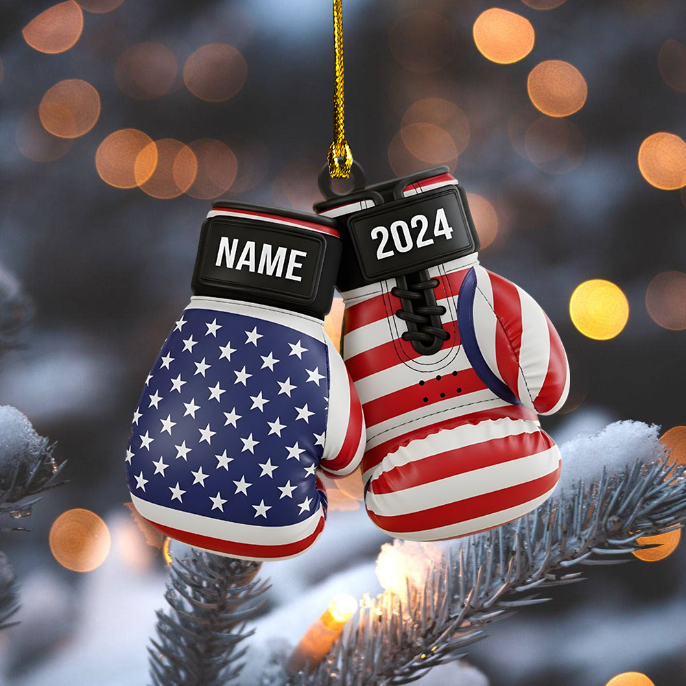 Personalized Boxing Gloves Ornament - Custom Boxing Christmas Ornament, Sports Gift For Boxers, Boxing Tree Decoration For Holiday