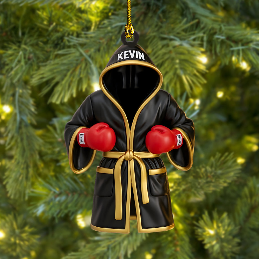Personalized Boxing Robe Ornament - Boxing Gloves Christmas Ornament, Sports Gift For Athletes Or Coaches, Boxing Lover Holiday Decor