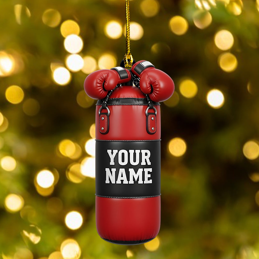 Personalized Punching Bag Ornament - Boxing Christmas Tree Decoration, Sports Gift For Athletes, Fitness Ornament For Gym Lovers