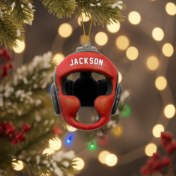 Personalized Boxing Headgear Ornament - Custom Sports Christmas Tree Decoration Gift For Boxers, Coaches, Or Athletes