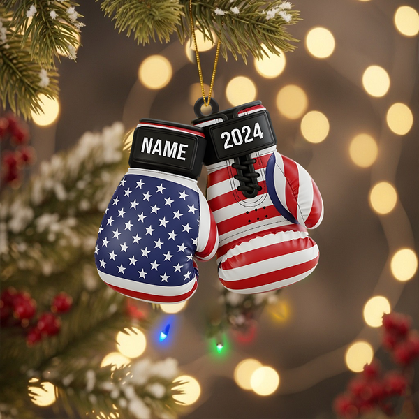 Personalized Boxing Gloves Ornament - Custom Boxing Christmas Ornament, Sports Gift For Boxers, Boxing Tree Decoration For Holiday