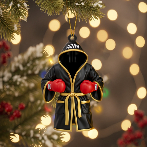 Personalized Boxing Robe Ornament - Boxing Gloves Christmas Ornament, Sports Gift For Athletes Or Coaches, Boxing Lover Holiday Decor
