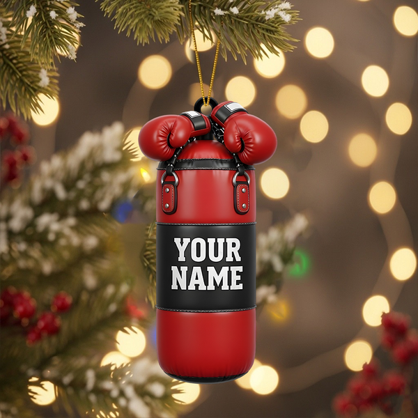 Personalized Punching Bag Ornament - Boxing Christmas Tree Decoration, Sports Gift For Athletes, Fitness Ornament For Gym Lovers