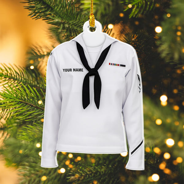 Sailor Uniform Christmas Ornament - Anchor And Sailboat Decoration, Nautical Tree Ornament, Holiday Keepsake For Sailors
