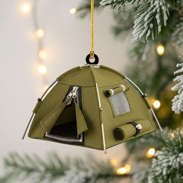 Tent Camping Ornament With Detailed Accessories - Christmas Decorations Ornaments Rustic Christmas Tree Decoration For Outdoor Enthusiasts, Hikers, And Adventure Lovers