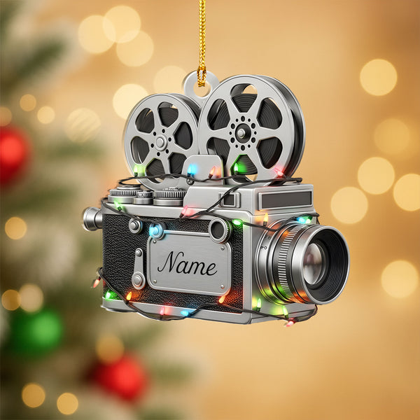Vintage Movie Camera Ornament - Personalized Movie Reel Holiday Decoration, Theatre Christmas Ornament For Film Lovers And Unique Seasonal Gift