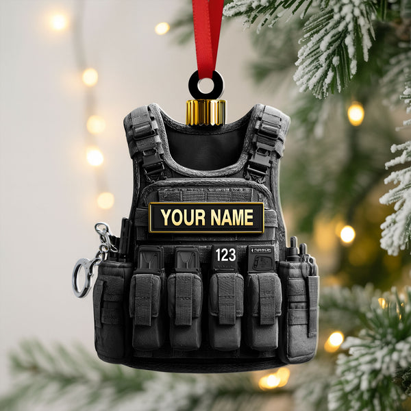 Tactical Gear Christmas Ornament With Name - Tree Decoration Gift For Service Members And Collectors