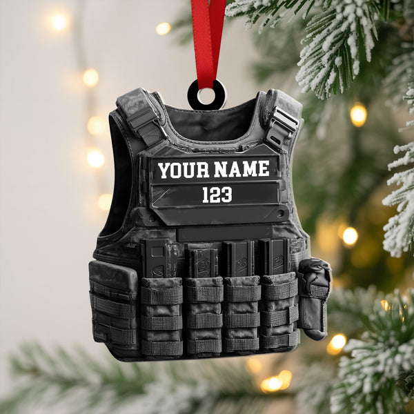 Tactical Vest Ornament With Nameplate - Custom Christmas Tree Decor Gift For Veterans And Officers