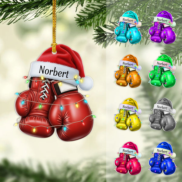 Boxing Gloves Ornament 2025 - Personalized 2d Flat Acrylic Christmas Ornament With Custom Name For Fighters And Coaches