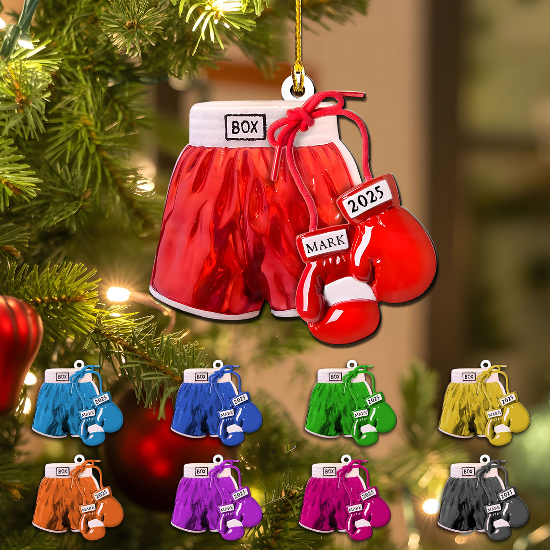 Custom Boxing Christmas Ornament 2025 - Personalized Gloves And Shorts Gift For Boxer Or Coach