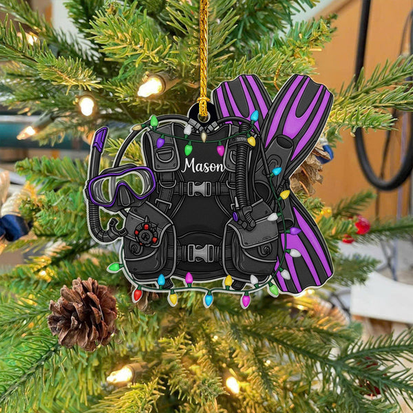 Scuba Diving Personalized Ornament 2025 - Diver Gear With Lights Acrylic Tree Decoration Gift For Divers