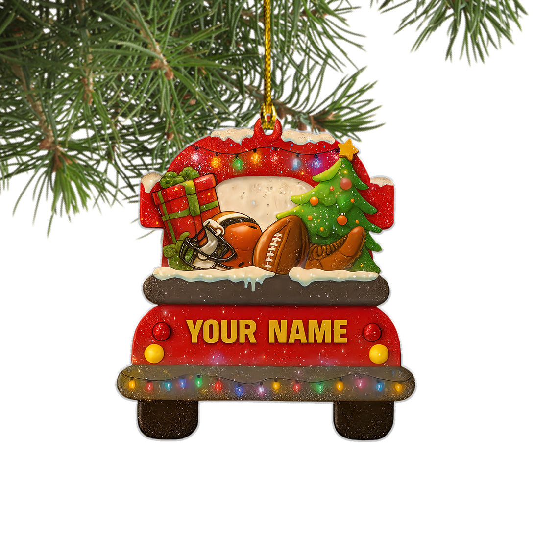 Red Car Personalized Christmas Ornament 2025 - Custom Sports Tree Decoration, Gift For Teams, Fans, And Football Lovers, Holiday Ornament