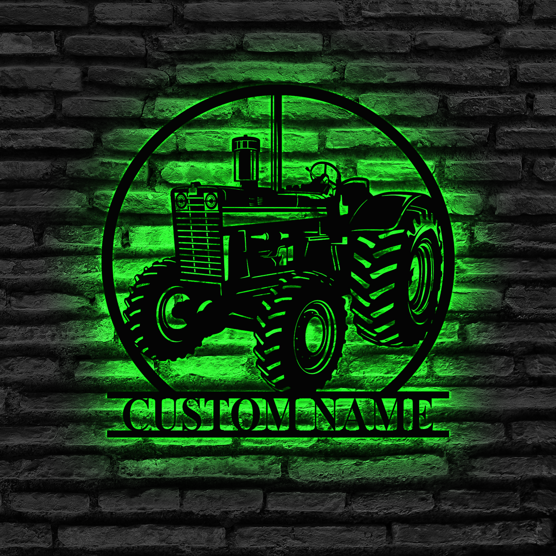 Custom Tractor Driver Metal Wall Art With Led Lights, Personalized Farm Tractor Metal Name Sign Home Decor, Farm Truck Metal Wall Hanging Sign