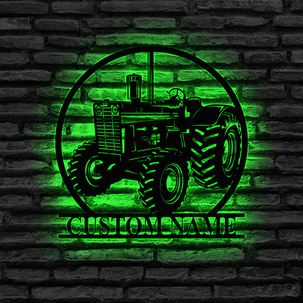 Custom Tractor Driver Metal Wall Art With Led Lights, Personalized Farm Tractor Metal Name Sign Home Decor, Farm Truck Metal Wall Hanging Sign