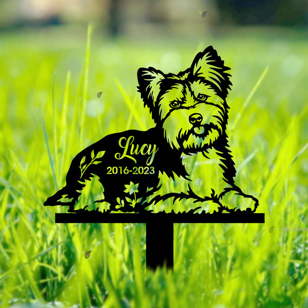 Personalized Yorkshire Terrier Dog Memorial Stake, Yorkie Dog Loss Remembrance Sign, Dog Memorial Metal Grave Marker, Pet Sympathy Metal Stake