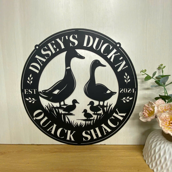 Personalized Duck Farm Metal Name Sign, Custom Quack House Metal Barn Ranch Decor, Duck Lake House Metal Sign, Quack Shack Farmhouse Metal Farm Sign