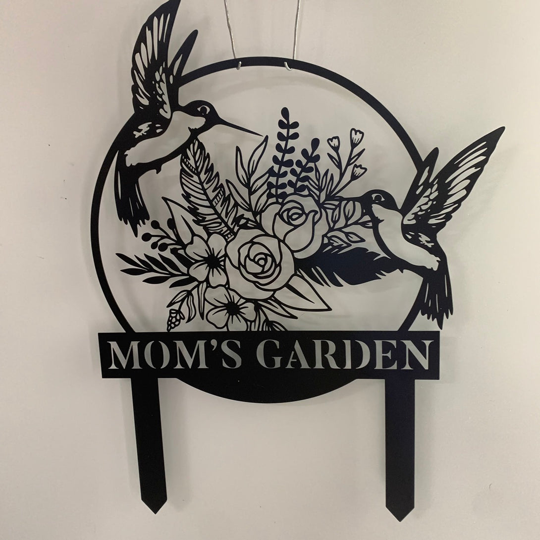 Custom Hummingbirds Metal Garden Stake, Flower Hummingbird Metal Stake, Personalized Hummingbird Metal Garden Sign, Hummingbird Metal Stake