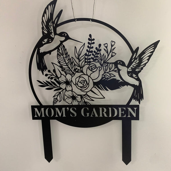 Custom Hummingbirds Metal Garden Stake, Flower Hummingbird Metal Stake, Personalized Hummingbird Metal Garden Sign, Hummingbird Metal Stake