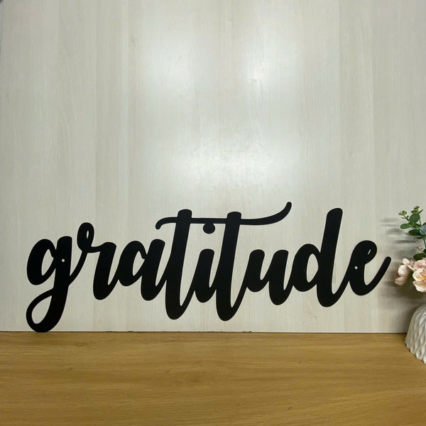 Gratitude Script Metal Word Wall Hanging Sign, Rustic Metal Gratitude Sign, Gratitude Metal Sign Indoor Outdoor Home Decor, Script Words Metal Art