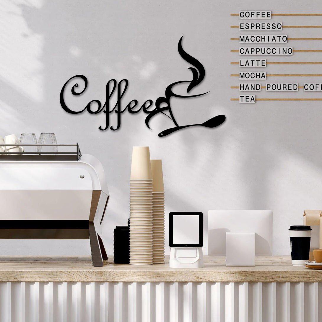 Coffee Cup Laser Cut Metal Sign, Coffee Bar Metal Wall Hanging Decor, Coffee Metal Home Kitchen Decor, Coffee Shop Metal Sign Art