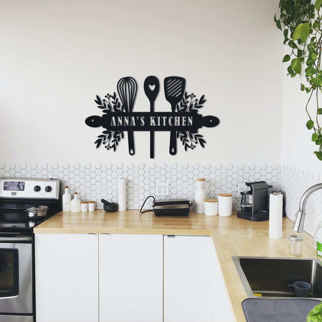 Custom Name Kitchen Metal Sign, Nana's Kitchen Metal Sign, Personalized Home Kitchen Metal Sign, Mom's Kitchen Metal Wall Art Decor