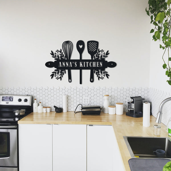 Custom Name Kitchen Metal Sign, Nana's Kitchen Metal Sign, Personalized Home Kitchen Metal Sign, Mom's Kitchen Metal Wall Art Decor