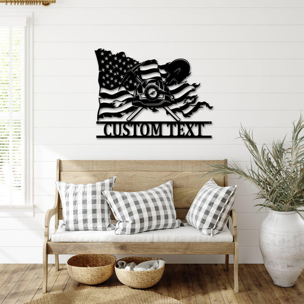 Personalized Name Us Flag Coal Miner Metal Wall Art, Custom Coal Miner Metal Name Sign, Patriotic Coal Mining Metal Sign Mancave Decor