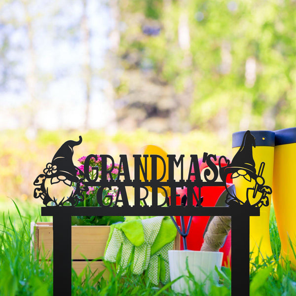 Custom Gnomes Metal Sign With Stakes, Personalized Gnomies Metal Garden Stake, Custom Gardener Name Metal Yard Stake, Gnome Garden Metal Sign