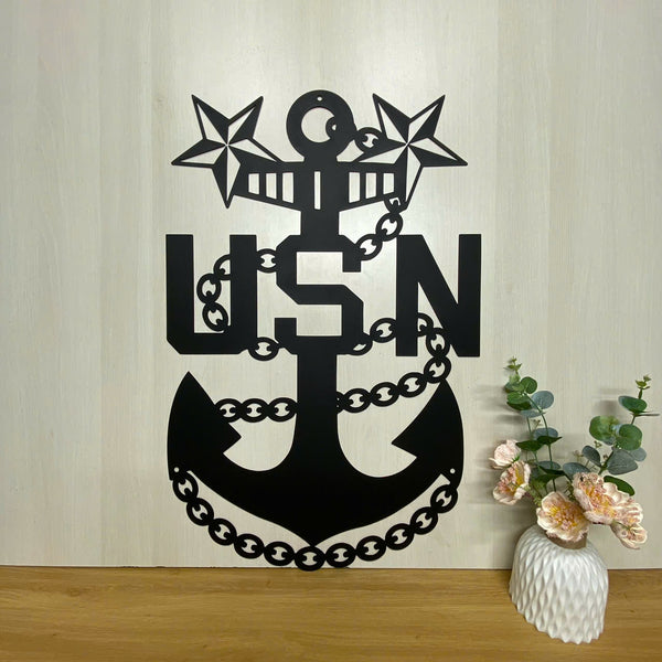 Custom Us Navy Anchor Badge Metal Wall Art, Personalized Navy Anchor Sailor Metal Name Sign, Us Navy Veteran Metal Wall Sign Decor