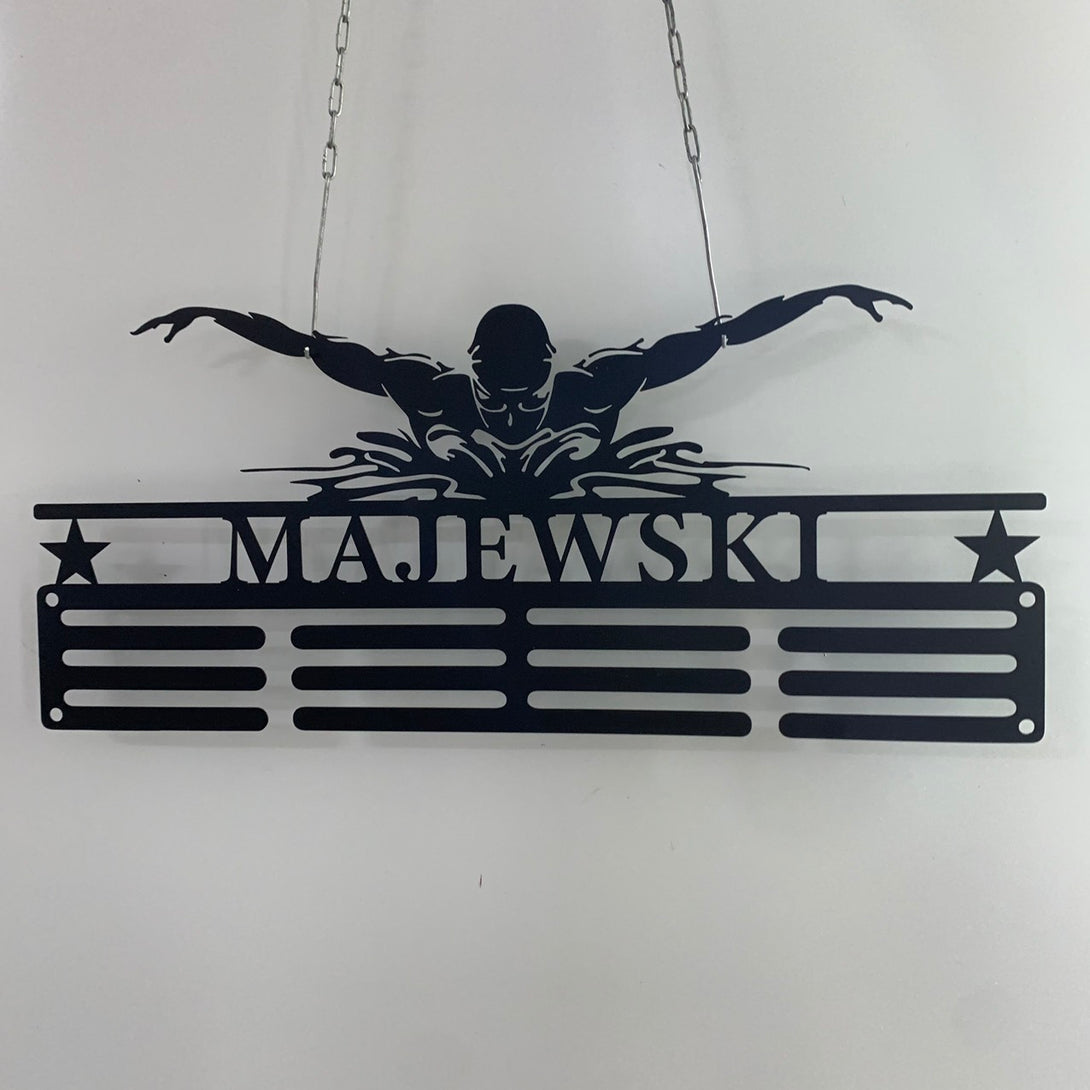 Custom Swimming Medal Hanger With Name, Personalized Swimming Sports Medal Hanger, Swimming Medal Holder Display Rack For Awards And Ribbons