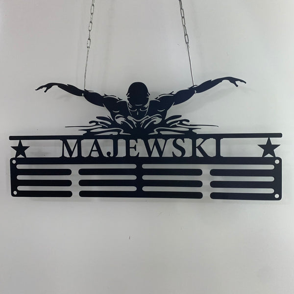Custom Swimming Medal Hanger With Name, Personalized Swimming Sports Medal Hanger, Swimming Medal Holder Display Rack For Awards And Ribbons