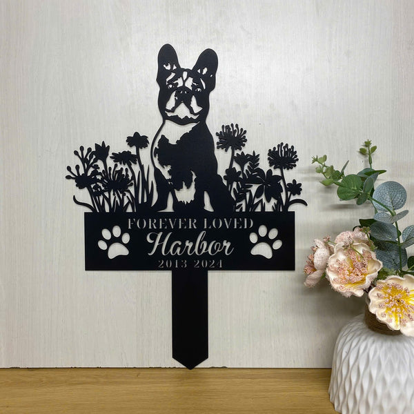 Personalized French Bulldog Memorial Metal Stake, Custom Dog Loss Metal Yard Stake, Pet Metal Grave Marker, Pet Loss Sympathy Sign, Remembrance Stake