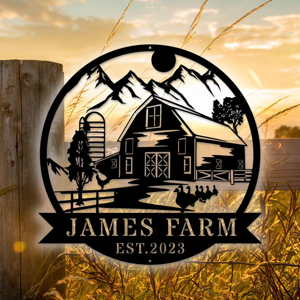 Custom Farmhouse Metal Wall Art, Personalized Poultry Farm Metal Name Sign, Chicken Duck Farm Metal Sign, Farmhouse Outdoor Metal Decor
