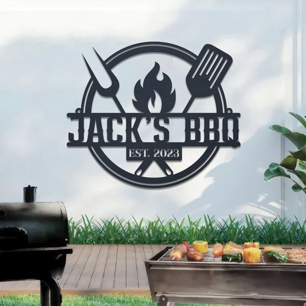 Personalized Metal Bbq Grilling Sign, Bbq Backyard Metal Wall Decor, Custom Smokehouse Grill & Bbq Sign, Bar & Grill Metal Art Outdoor Decor