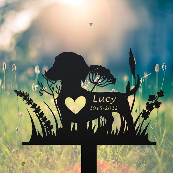 Custom Dachshund Dog Memorial Garden Stake, Dachshund Dog Loss Remembrance Sign, Dog Memorial Metal Grave Marker, Pet Sympathy Metal Sign