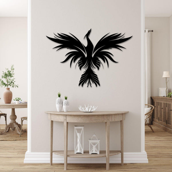Rising Phoenix Metal Wall Art, Majestic Phoenix Bird Metal Sign, Mythology Phoenix Metal Art, Phoenix Mythical Bird Metal Wall Hanging Home Decor