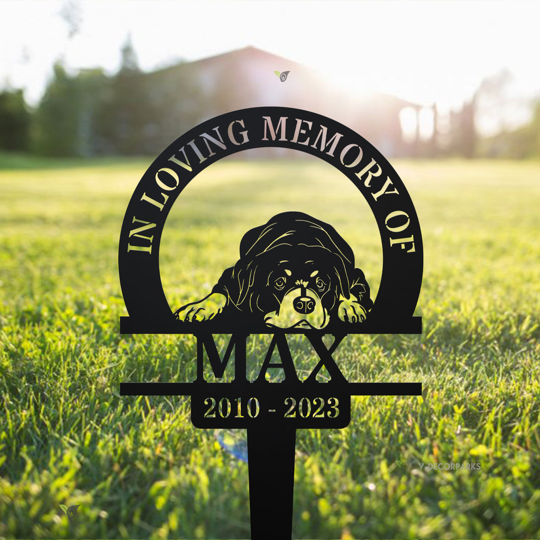Personalized Rottweiler Dog Memorial Metal Stake, In Loving Memory Of Rottweiler Metal Garden Sign, Dog Loss Remembrance Stake, Pet Grave Marker