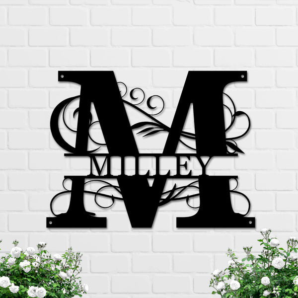 Custom Family Name Split Letter Monogram Metal Sign, Personalized Last Name Metal Sign Art, Split Letter Family Name Outdoor Metal Front Porch Sign