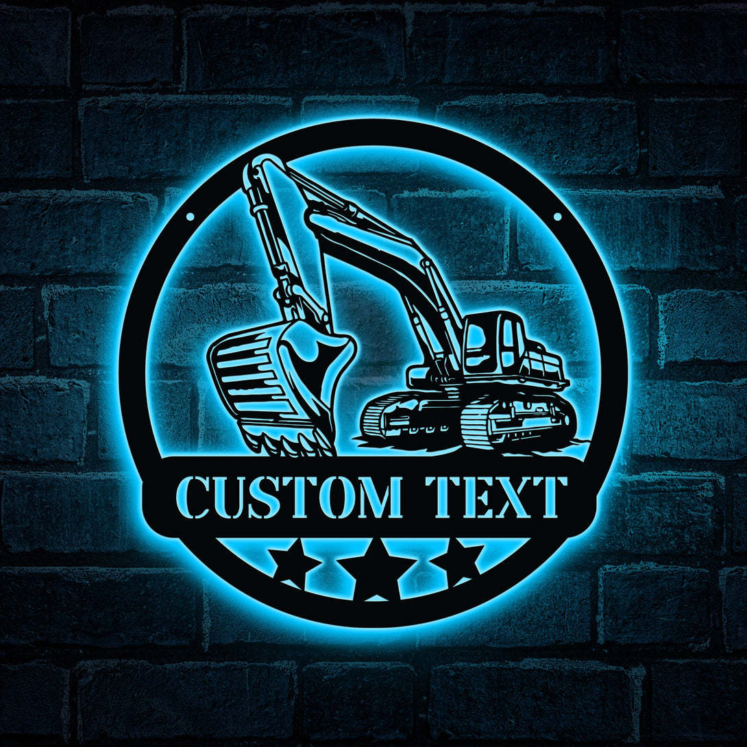 Custom Excavator Driver Metal Wall Art Led Lights, Personalized Excavator Operator Metal Name Sign, Construction Truck Metal Sign Home Decor
