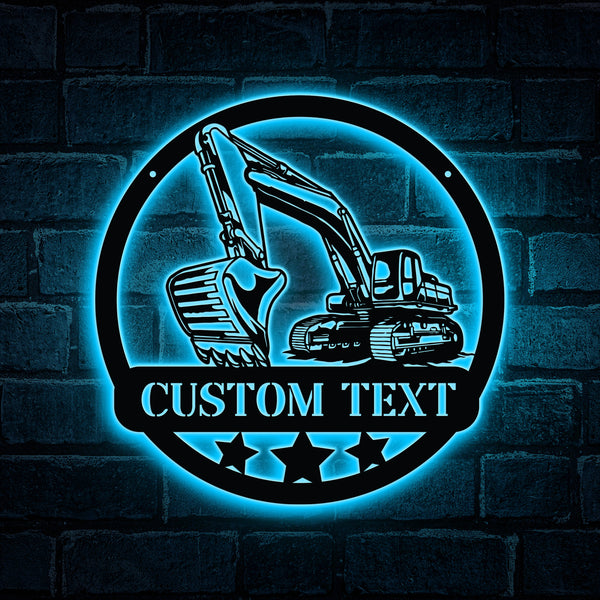 Custom Excavator Driver Metal Wall Art Led Lights, Personalized Excavator Operator Metal Name Sign, Construction Truck Metal Sign Home Decor