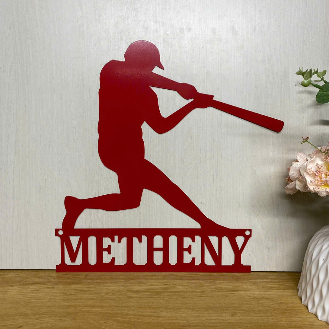 Custom Man Baseball Player Metal Wall Art, Personalized Name Softball Player Metal Sign, Baseball Metal Sign, Baseball Sport Lovers Metal Wall Sign