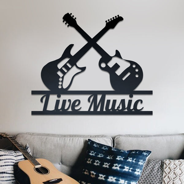 Custom Electric Guitar Metal Wall Art, Personalized Musician Metal Name Sign, Rock N Roll Guitars Music Room Metal Decor, Music Studio Metal Sign