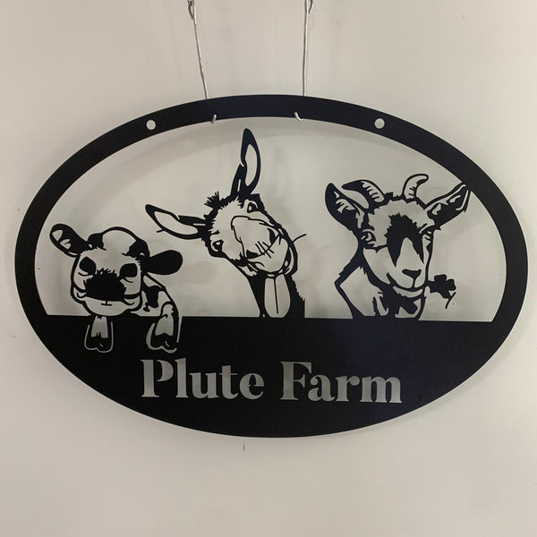Custom Farm Animal Metal Wall Sign, Custom Animals Farmhouse Metal Sign, Metal Farm Sign Outdoor With Animals, Goats Donkey Cow Metal Farm Decor