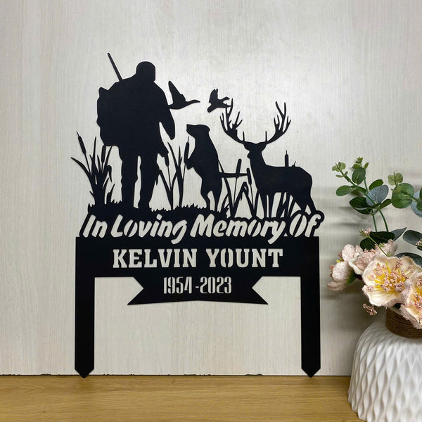 Personalized Hunter Memorial Metal Garden Stake, Deer Hunting Sympathy Sign, Hunter Loss Dad Loss Metal Grave Marker, Hunting Memorial Plaque Stake