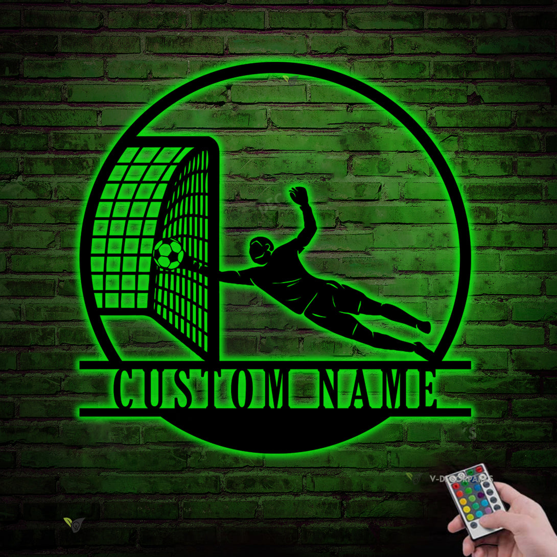 Custom Soccer Goalie Metal Wall Art With Led Lights, Personalized Soccer Goalie Metal Name Sign, Custom Name Soccer Player Metal Sports Signs