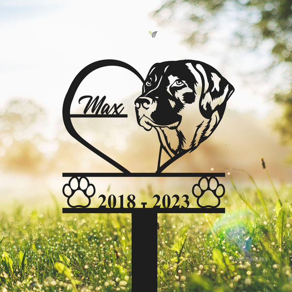Custom Labrador Retriever Dog Heart Memorial Stake, Labrador Retriever Memorial Sympathy Sign, Pet Metal Grave Marker, Dog Loss Remembrance Stake
