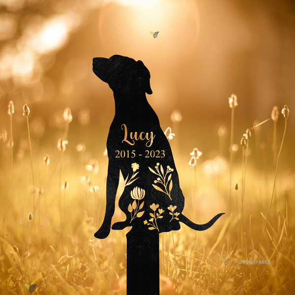 Custom Floral Dalmatian Dog Memorial Metal Stake, In Loving Memory Of Dog Metal Garden Sign, Dog Loss Remembrance Stake, Pet Metal Grave Marker