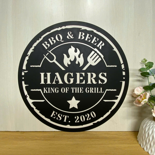 Custom Smokehouse Grill Bar Backyard Metal Sign, Personalized Barbecue Metal Wall Art, Grill Bbq Metal Wall Sign Decor, Patio Backyard Metal Signs
