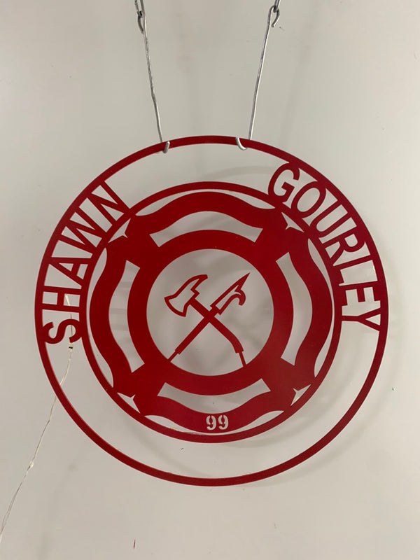 Personalized Firefighter Maltese Cross Metal Sign, Custom Fire Department Metal Wall Art, Fireman Wall Hanging Metal Sign, Firefighter Monogram Sign