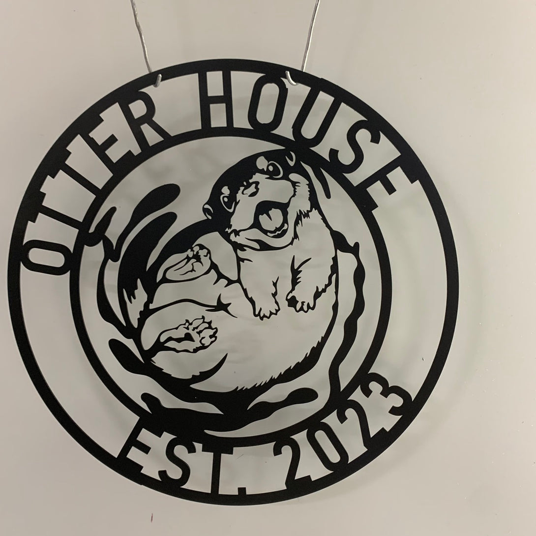 Personalized Otter Monogram Metal Wall Art, Custom Funny Otter Metal Name Sign, Otter Animal Metal Farm Sign, River Otter Name Sign
